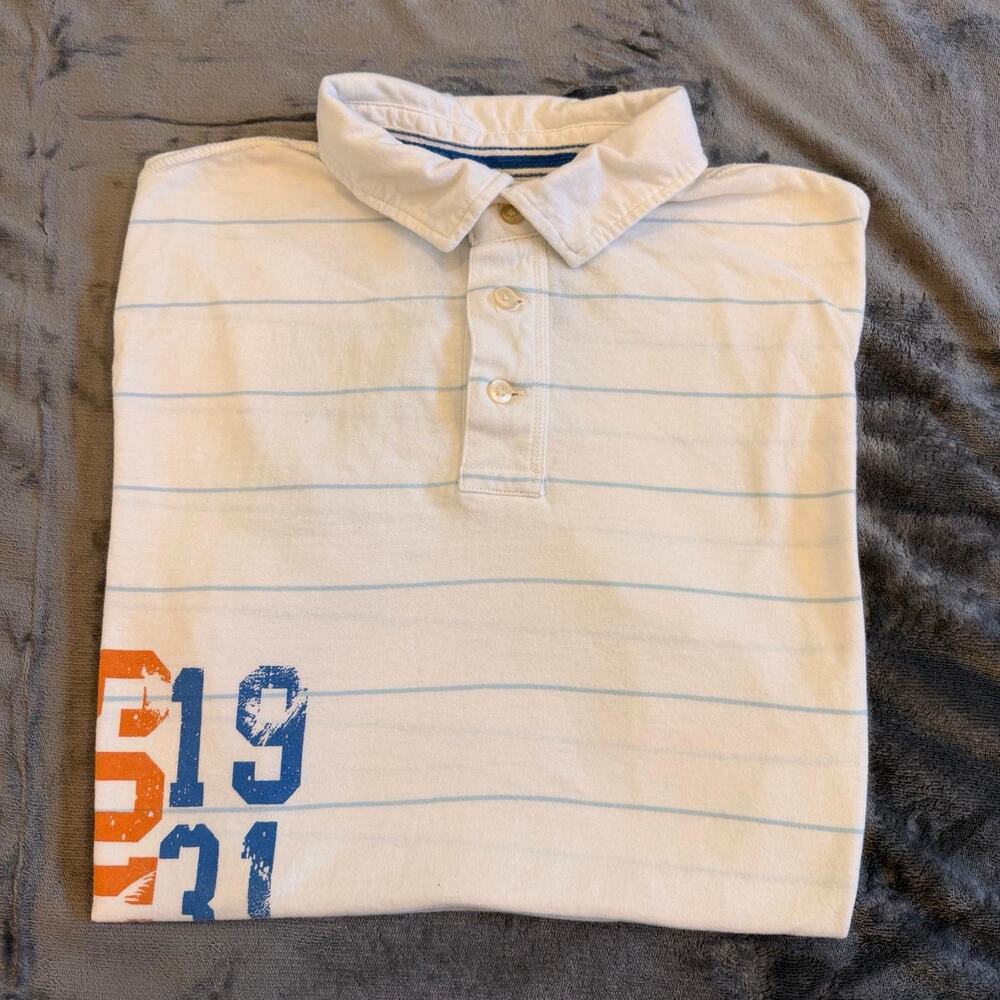 Men's Red Camel White Stripped Sz L Short Sleeve Polo
